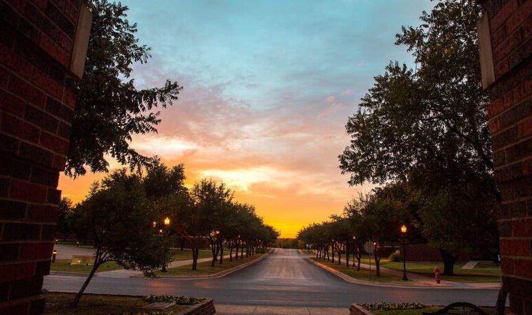 sunset on HSU campus